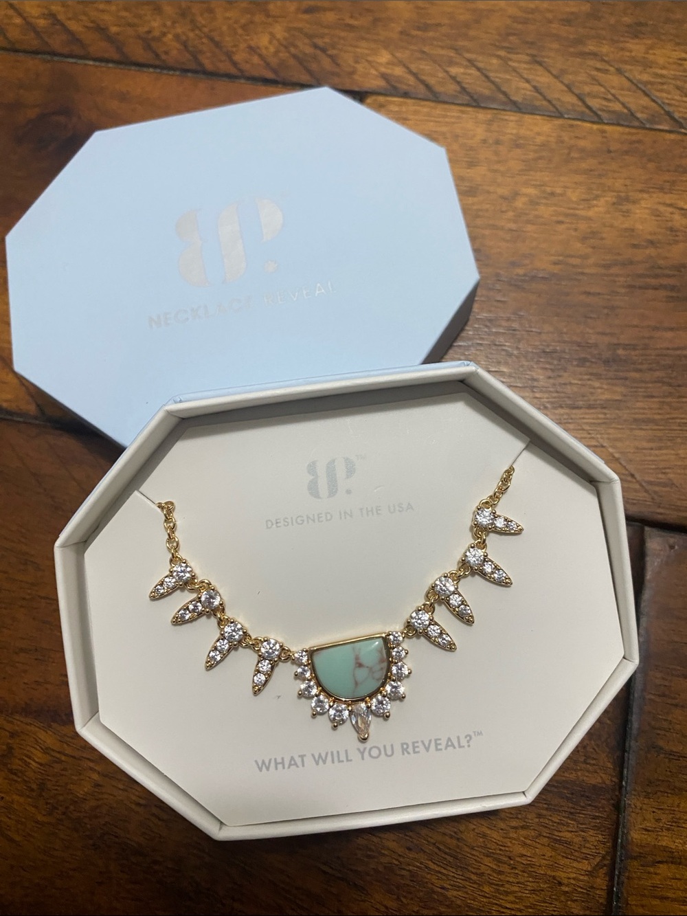 Bomb Party OG Originals Necklace - Turquoise Magnesite - Gold - Half Moon Cresce